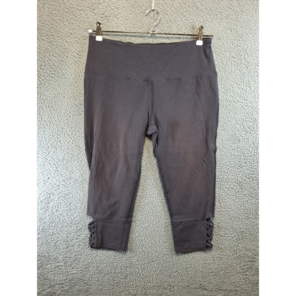 Ruby Ribbon Leggings Womens XL Grey Capri (Fits W31xL20) Lattice Activewear Gym‎